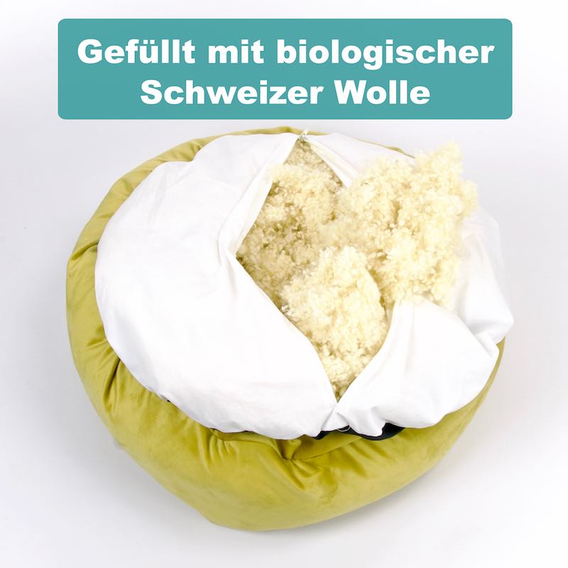 Innere Wollfüllung der Fluffikon Hundebetten: Schweizer Wolle