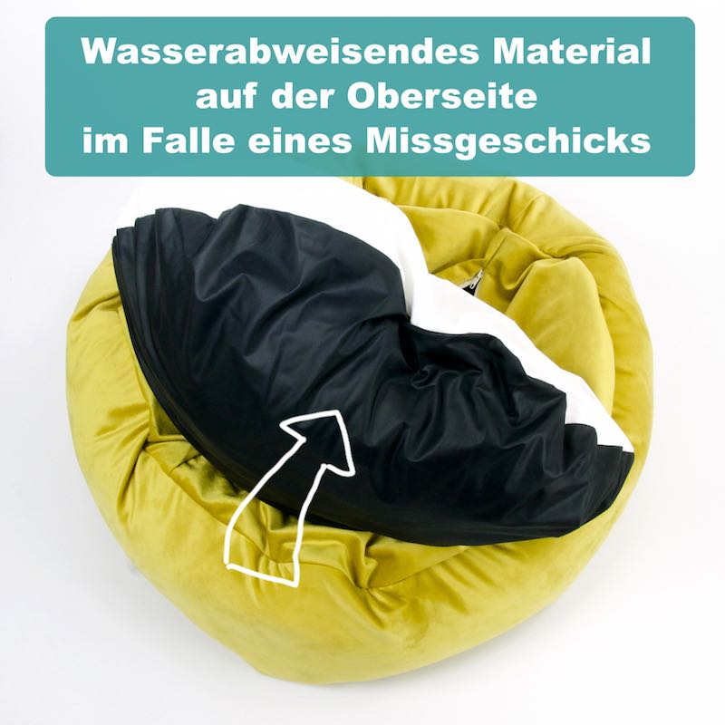 Wasserabweisendes inneres Kissen der Fluffikon Hundebetten.