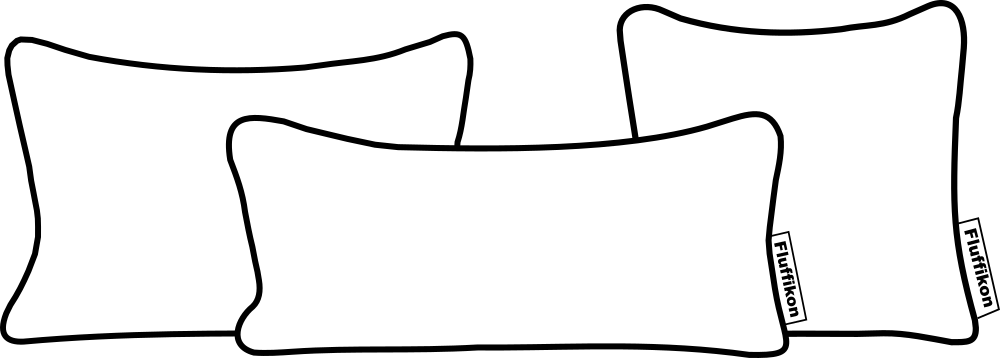 Sketch of three Fluffikon pillows.