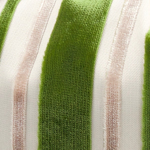 Zoom on green dog bed fabric.
