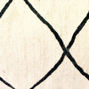 Close up on back and white Kilim pillow fabric.