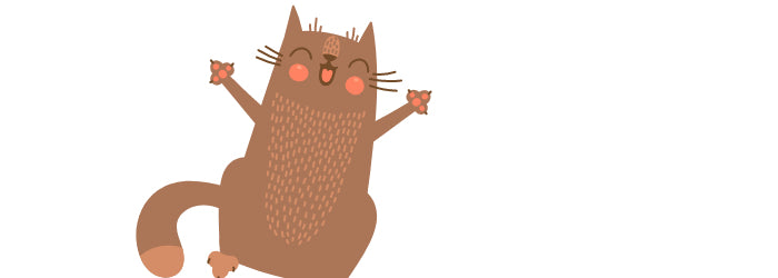 A happy brown comic cat.