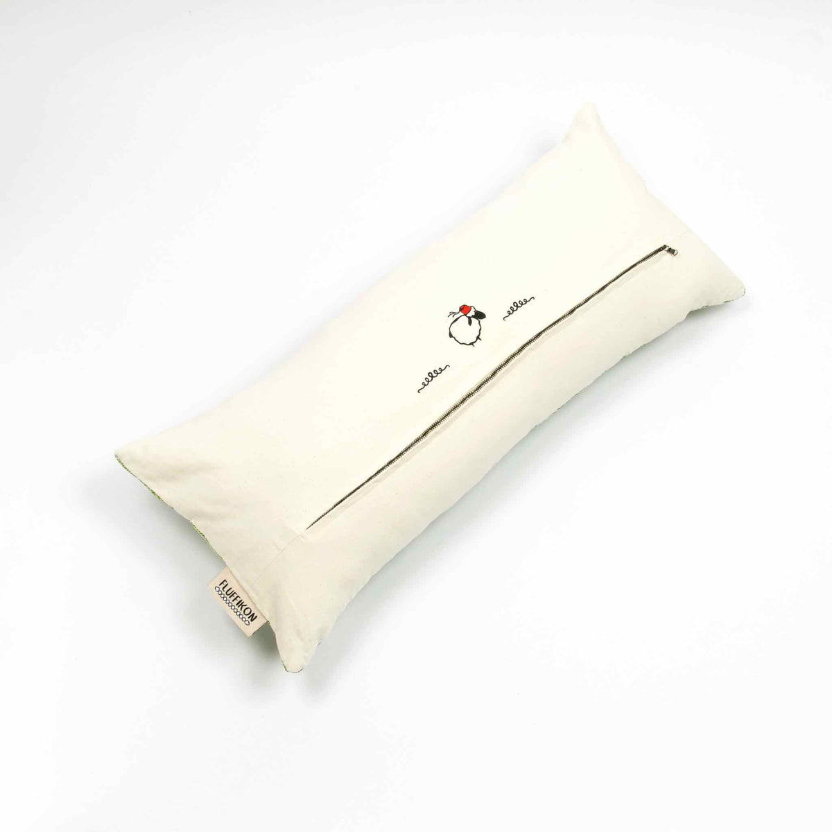 Back_of_silk_lumbar_pillow_green_moroccan_pattern_view_from_top