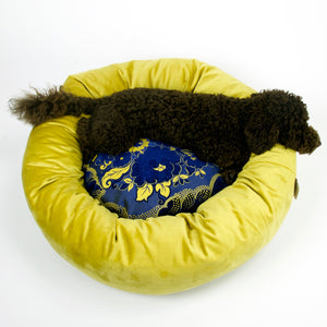 Dog lying in a luxury dog bed.