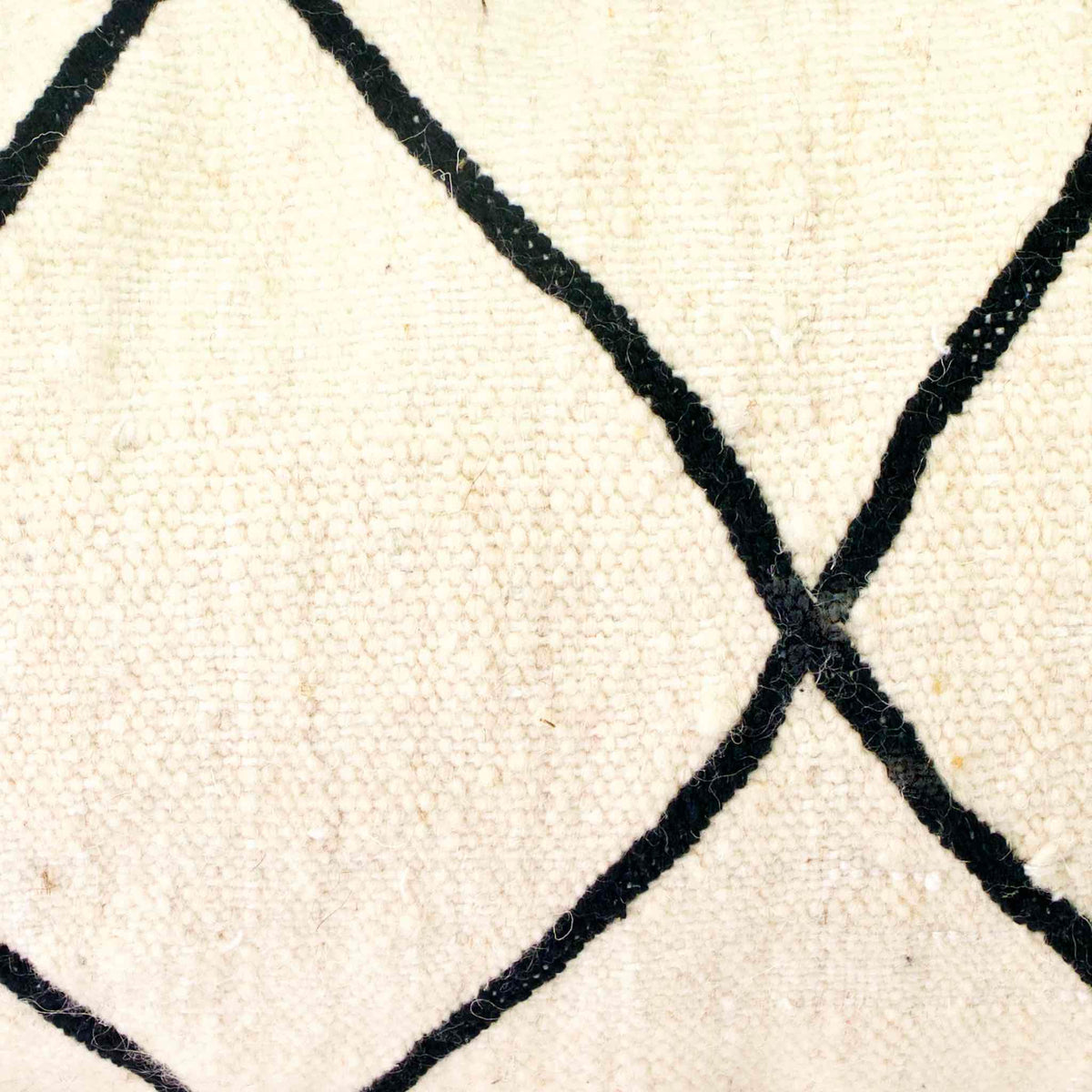 Close up on back and white Kilim pillow fabric.