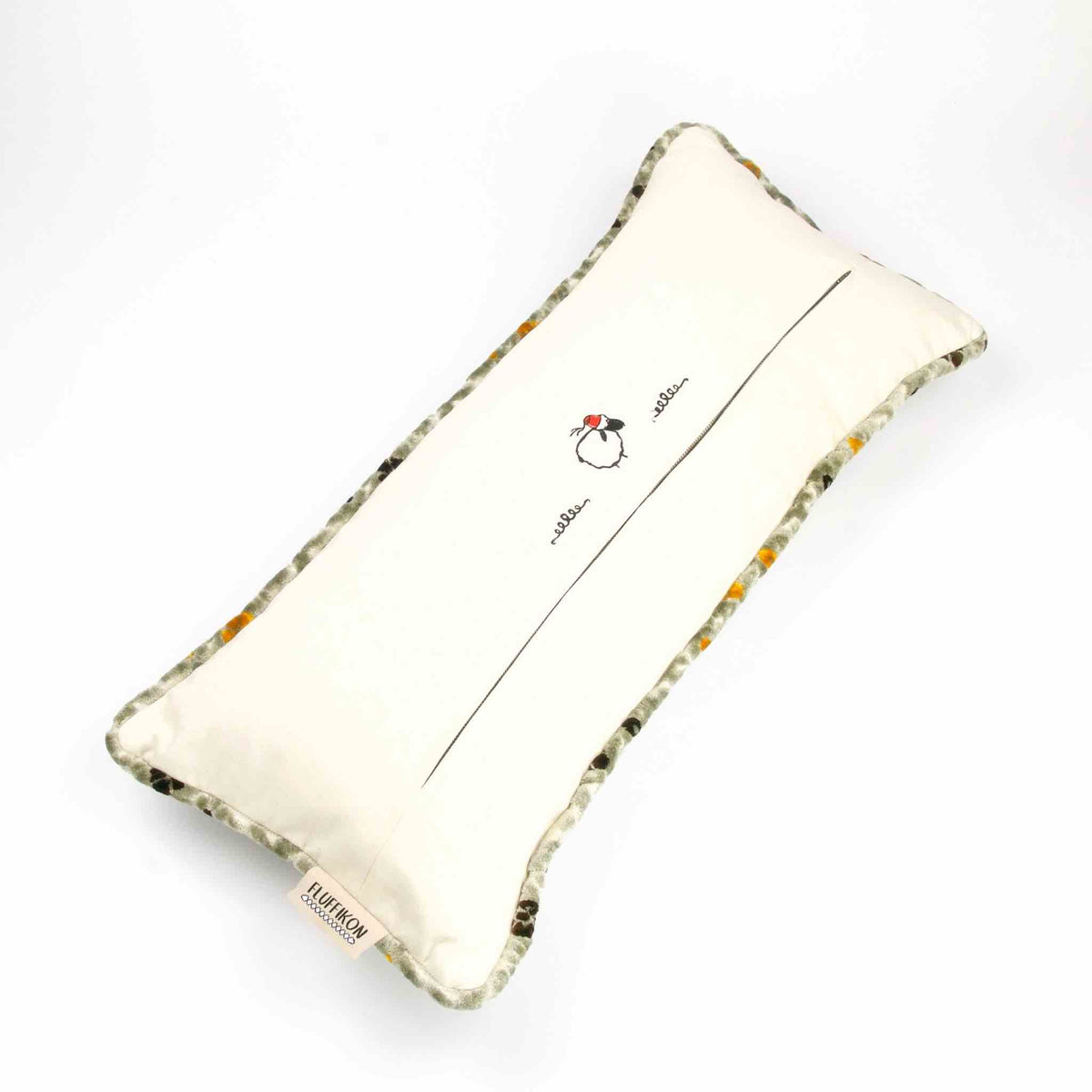 Back of an oversized sofa pillow on a white background
