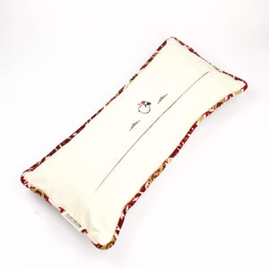 Moroccan lumbar pillow with traditional moroccan pillow piped edges.