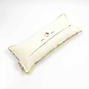 Back of yellow lumbar Brocade pillow with flowers embroidery 