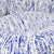 Close up zoom on blue and white Kilim Fluffikon dog bed.